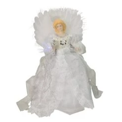 Kurt S. Adler 12" Elegant White and Silver LED Light Fiber Optic Angel Christmas Tree Topper
