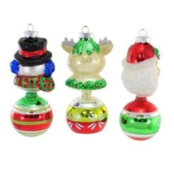 Shiny Brite Holiday Splendor Figure - Three Ornaments 6.0 Inches - Christmas Ornament - 4028000 - Glass - Multicolored