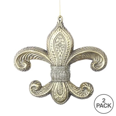 Vickerman 7.3" Antique Fleur-de-lis Christmas Ornament 4 Vickerman 7.3" Antique Fleur-de-lis Christmas Ornament - Image 2
