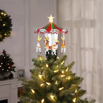 Mr Christmas Mr. Christmas Animated LED Carousel Christmas Tree Topper 4 Mr Christmas Mr. Christmas Animated LED Carousel Christmas Tree Topper - Image 2
