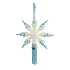 Blu Bom 13.75" Aqua Swirl Star Tree Topper . Christmas Finial Reflector - Tree Toppers