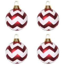Vickerman Matte Chevron White and Black or Red Ball Christmas Ornament