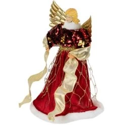 Northlight 12" Red and Metallic Gold Angel Christmas Tree Topper, Unlit -Christmas Ornaments Sales GUEST b43c8673 3f0f 4083 a481 5c3d87bf7bf0