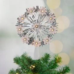 Northlight 7" Silver Pre-Lit Snowflake Starburst Christmas Tree Topper - Clear Lights