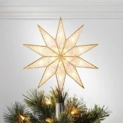 11.75" Pre-lit Plastic Starburst Christmas Tree Topper Gold - Wondershop™