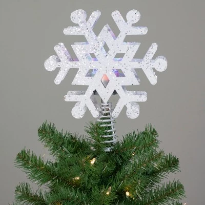 Northlight 12" Lighted White Snowflake Christmas Tree Topper - Multicolor Lights 6 Northlight 12" Lighted White Snowflake Christmas Tree Topper - Multicolor Lights - Image 4