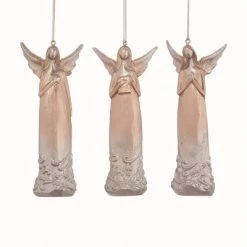 Transpac Resin Multicolor Christmas Small Metallic Angel Ornaments Set of 3
