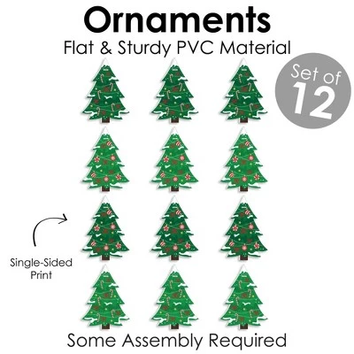 Big Dot of Happiness Snowy Christmas Trees - Classic Holiday Party Decorations - Christmas Tree Ornaments - Set of 12 5 Big Dot of Happiness Snowy Christmas Trees - Classic Holiday Party Decorations - Christmas Tree Ornaments - Set of 12 - Image 3