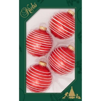 Christmas by Krebs 4ct Red and White Thin Stripes Shiny Christmas Ball Ornaments 2.5" (67mm) 3 Christmas by Krebs 4ct Red and White Thin Stripes Shiny Christmas Ball Ornaments 2.5" (67mm)