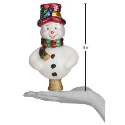 Old World Christmas Frosty Tree Top - One Frosty Tree Topper 8 Inches - Snowman Finial Top Hat - 50022 - Glass - White
