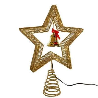 Kurt S. Adler Kurt Adler 12-Inch 45-Light Gold Star Tree Topper with Bell 3 Kurt S. Adler Kurt Adler 12-Inch 45-Light Gold Star Tree Topper with Bell