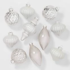 Glass Christmas Tree Ornament Set 10pc - Wondershop™ White/silver -Christmas Ornaments Sales GUEST c82d1e37 05e1 4a8a 97f1 1b634781aa30