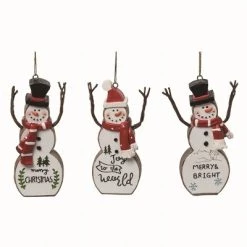 Transpac Resin Multicolor Christmas Merry Snowman Ornaments Set of 3