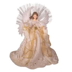 Kurt S. Adler Kurt Adler 16-Inch Fiber Optic LED Gold and White Angel Tree Topper