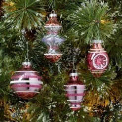 Striped Glass Christmas Tree Ornament Set 14pc - Wondershop™ Red/green/silver