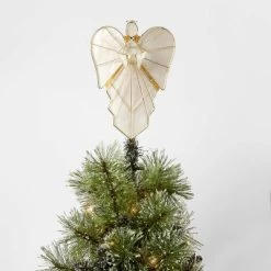 13.75" Lit Wire Faux Capiz Angel Christmas Tree Topper - Wondershop™