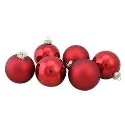 Northlight 6ct Red Glass 2-Finish Christmas Ball Ornaments 3.25" (80mm) -Christmas Ornaments Sales GUEST caca8dfc 91be 40ac b887 dd44fa2e31c8