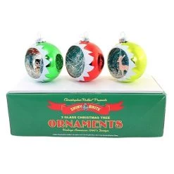 Shiny Brite Holiday Splendor Scene Rounds - Three Ornaments 3.5 Inches - Christmas Ornament - 4027843 - Glass - Multicolored