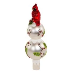 Kurt S. Adler Kurt Adler 12-Inch Glass Holly and Cardinal Tree Topper -Christmas Ornaments Sales GUEST ccc9daed c900 48b3 98fb c2e96b998bac