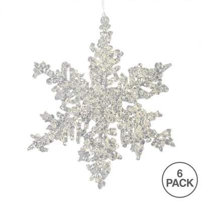 Vickerman 5" Clear Snowflake Silver Glitter Christmas Ornament, 6 Pk 4 Vickerman 5" Clear Snowflake Silver Glitter Christmas Ornament, 6 Pk - Image 2