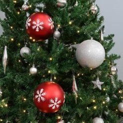 Sunnydaze Decor Sunnydaze 6" Shatterproof Sparkle and Shine Christmas Ball Ornament Set - Red/Silver - 3ct