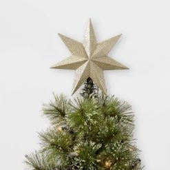 10.75" LED Gold Glitter Star Christmas Tree Topper Warm White Lights - Wondershop™
