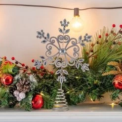 Ornativity Flower Snowflake Tree Topper - Silver