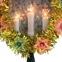 Northlight 7" Lighted Gold Tinsel Wreath with Candles Christmas Tree Topper - Multi Lights -Christmas Ornaments Sales GUEST dd0ecf1d fbaa 4b96 9ddc 032af3c89923