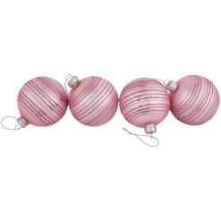Northlight Set of 4 Pink Glitter Striped Glass Christmas Ball Ornaments 3" (80mm) -Christmas Ornaments Sales GUEST ed0bb708 79b1 45f5 9aec d7e8395f2e0c