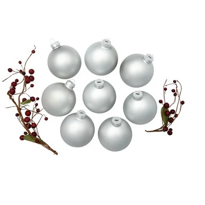 Northlight 8ct Matte Silver Glass Ball Christmas Ornaments 3.25" (82mm) 3 Northlight 8ct Matte Silver Glass Ball Christmas Ornaments 3.25" (82mm)