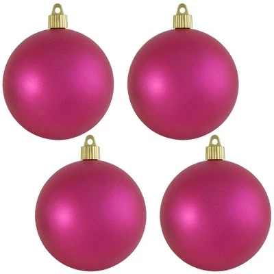 Christmas by Krebs 4ct Glamour Pink Shatterproof Christmas Ball Ornaments 4" (100mm) 3 Christmas by Krebs 4ct Glamour Pink Shatterproof Christmas Ball Ornaments 4" (100mm)