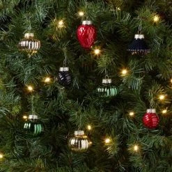 Textured Glass Christmas Tree Ornament Set 8pc Gold/Red/Green - Wondershop™