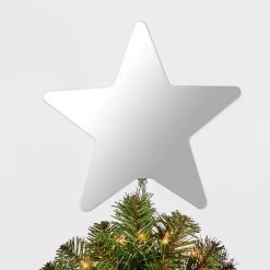 12in 51 LED Light Infinity Star Mirror Christmas Tree Topper White/Silver - Wondershop™